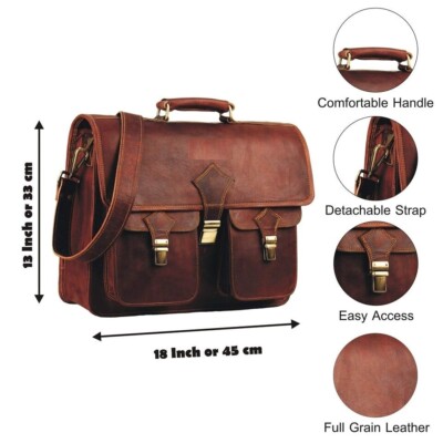 Mens Genuine Vintage Brown Leather Messenger Bag Shoulder Laptop