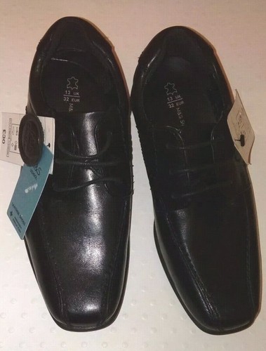 New Marks And Spencer Boys Smart Black Laced Leather School Shoes Size 13 Kids