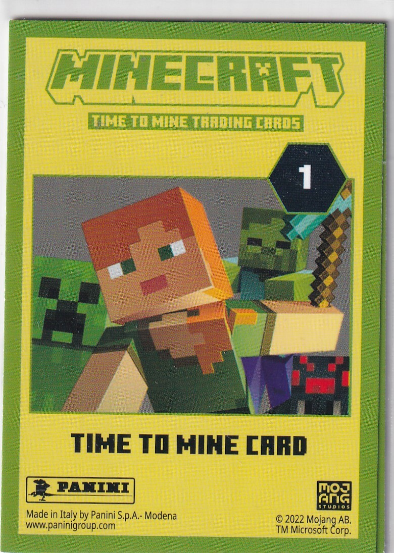Panini Minecraft Time to Mine Trading Cards Karte Nr. 1 Time to Mine Card eBay