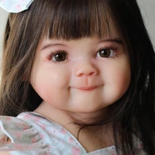 28" Finished Reborn Doll Toddler Girl Long Rooted Hair Cloth Body Adorable Gift