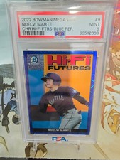 2022 Bowman Mega Box Noelvi Marte Hi-Fi Futures Blue Mojo Refractor 98/150 PSA 9