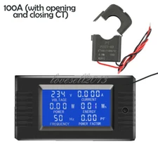 AC 80~260V 100A Single Phase Digital Ampermeter Power Energy Voltmeter Ammeter