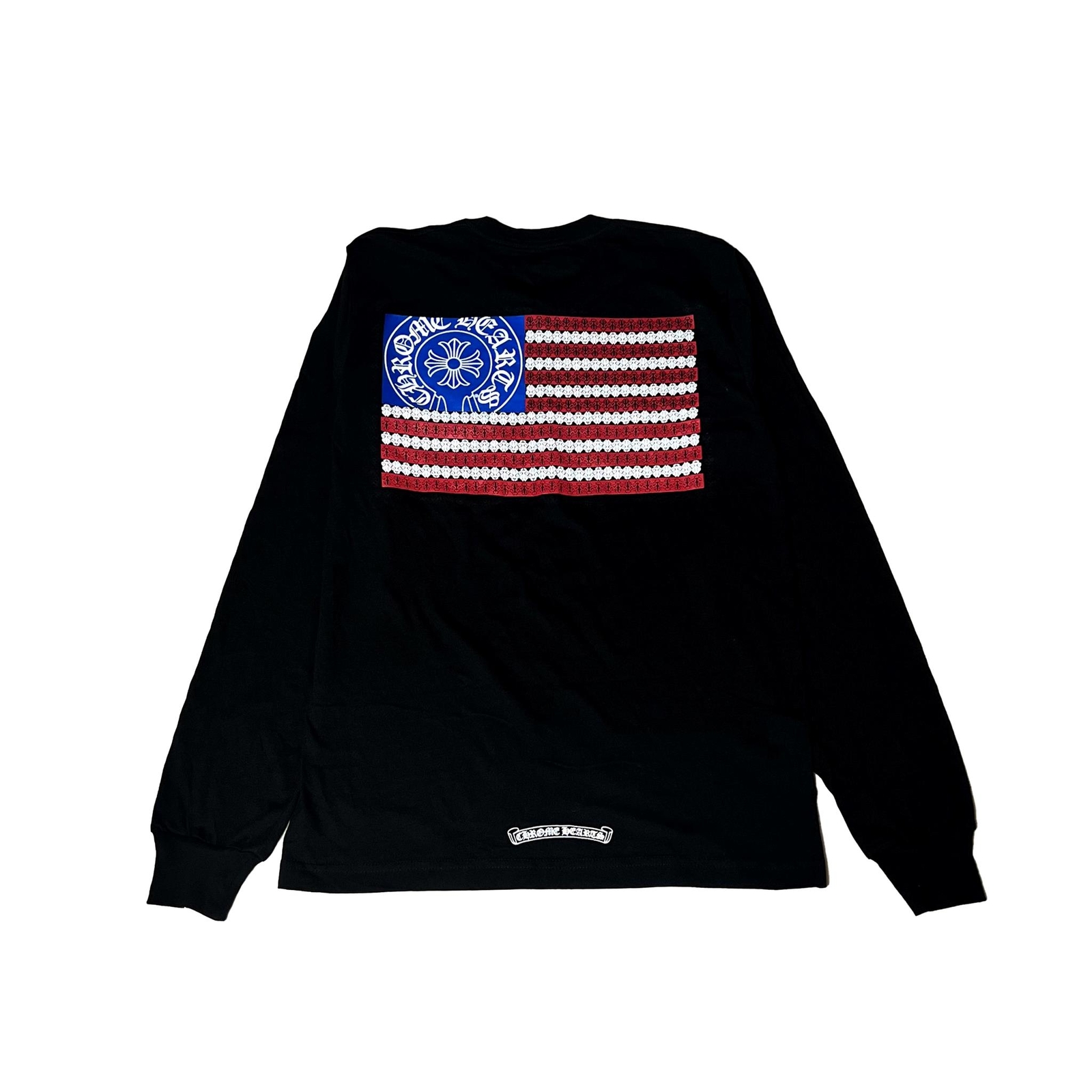 T shirt Chrome Hearts bandiera americana L S nera