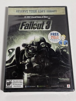 Fallout 3 Pre-Order Box (PC/Xbox 360/PS3) - NEW & SEALED - Music CD & Poster