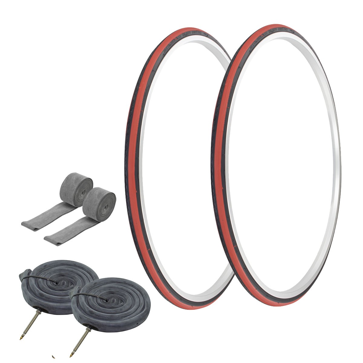 PRO+ TIRES 700 x 25 BLACK/RED CENTER P-1076 W/ HEAVYDUTY TUB