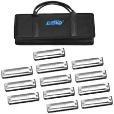 EASTTOP Blues Diatonic Harmonica Set of 12 Keys 10Hole T002 Mouth Organ Lot Gift