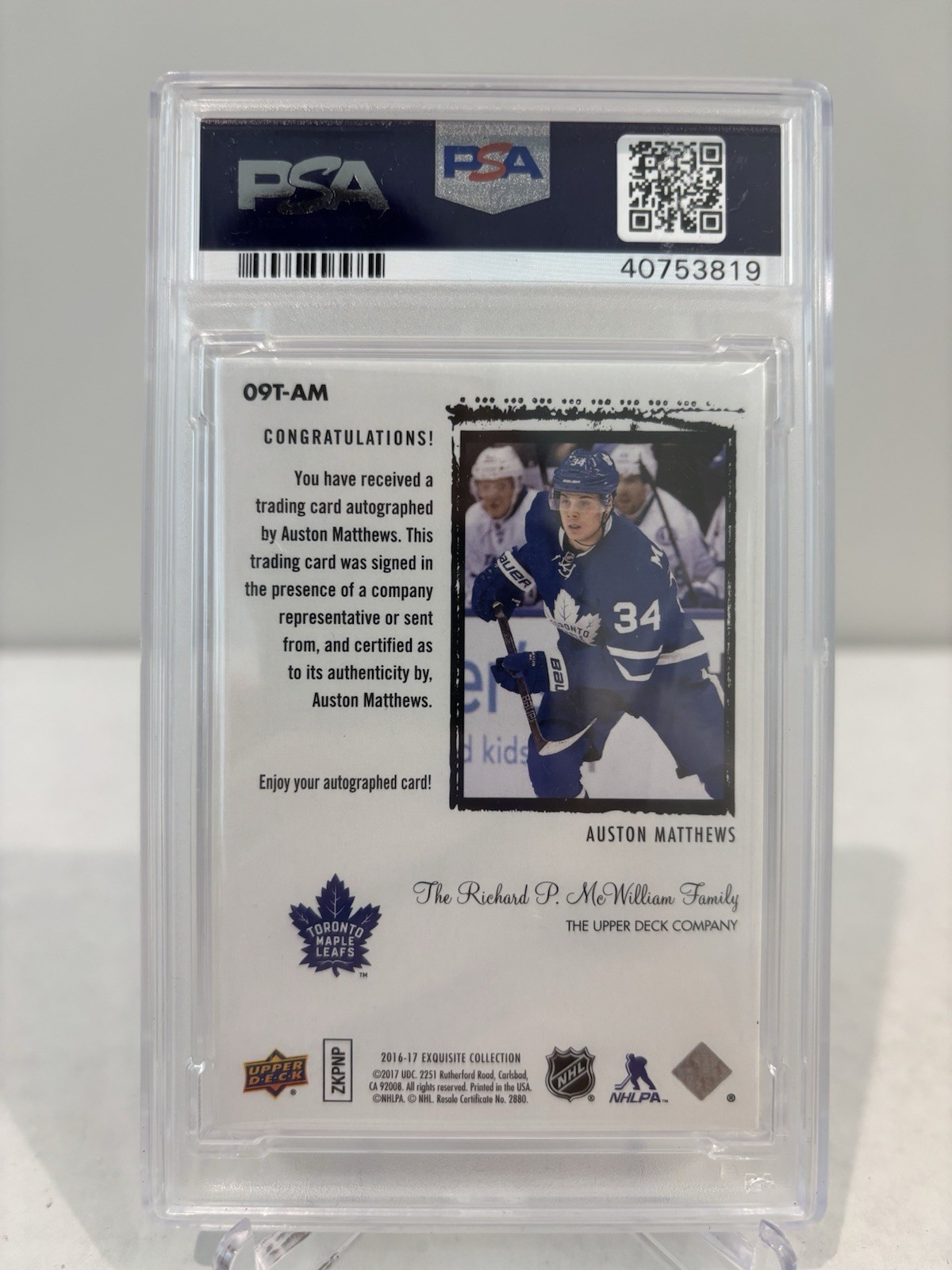 2016-17 Upper Deck Ice Hockey '09-10 Auston Matthews RC AUTO /25 PSA 10 view 2