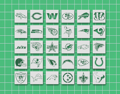 All 32 Football Teams 4''x4'', Football Stencil, 32 Pack Sports Team  Templates
