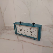 Vintage Blue Turquoise Chess Tournament Timer Clock Jantar OChZ Queen's Gambit