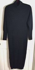 NWT Quince M Black 100% Mongolian Cashmere Mock Neck Midi Sweater Dress