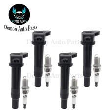 4pcs Ignition Coil and Spark Plug For 2006-2011 Hyundai Accent 1.6L L4