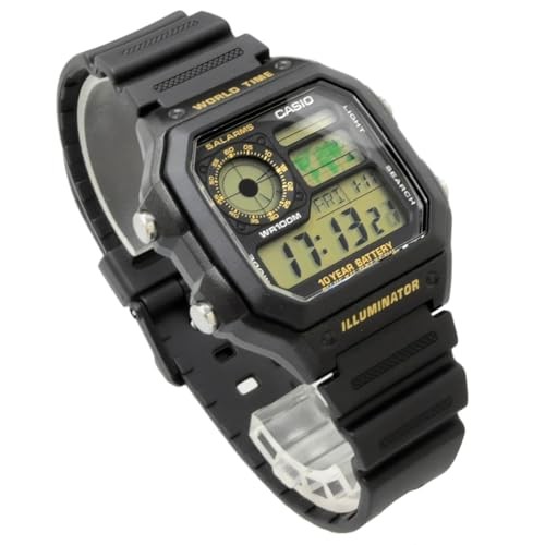 Casio AE-1200WH-1BV Digital World Time Watch Black Gold LCD Men's Sports New - Picture 5 of 6