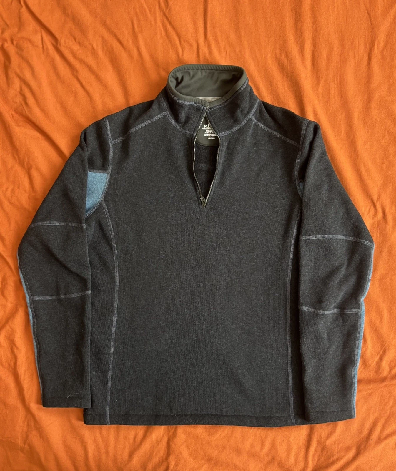 KUHL Shirt Mens Medium Blue Quarter Zip Pullover Hiking Activewear Outdoor