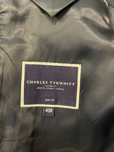 CHARLES TRYWHITT SUIT JACKET/BLAZER 100% WOOL NAVY SLIMFIT SIZE 40R BNWOT (0590) - Picture 7 of 9