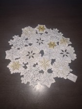6-St Nicholas Square 15  Snowflake Metallic Silver Gold Winter Placemats Nwot