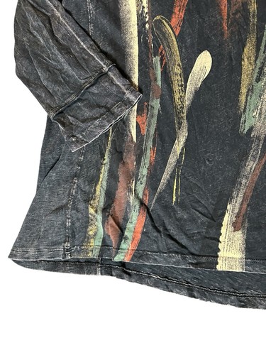 Jess & Jane Top Blouse Size Large Black Long Sleeve Abstract Art Print Tunic - Picture 6 of 12