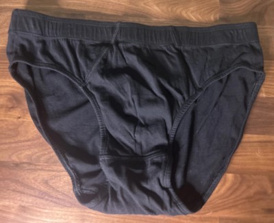 Vtg Covington Sears Black Bikini Brief Underwear Sz L  2-ply Front  Cotton Sport