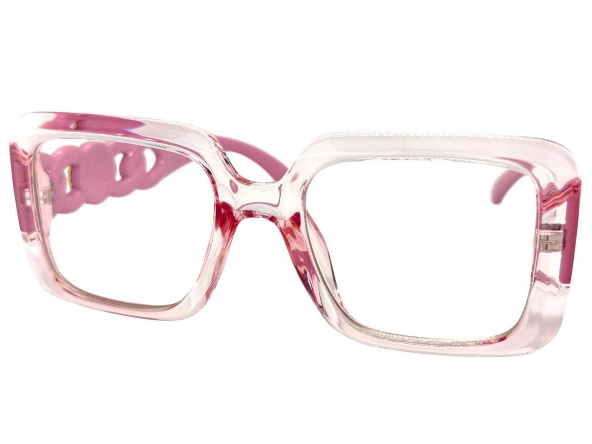 1103 Gretchen Reading Glasses 2.0 Square Clear Pink Oversize Frames NWT 2 Pairs Women Large Translucent Optical Frame Reading  main image 2