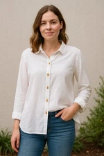 Dubgee by Whoopi Women’s White Button-Down Shirt – 100% Cotton, Size S