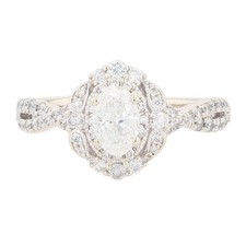 .99ctw Oval Cut Diamond Double Halo Engagement Ring 14k White Gold Size 6.75