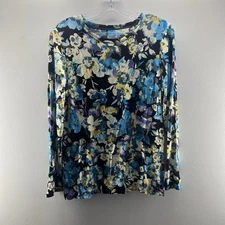 Chico’s  Tee Womens Size M  Floral long sleeves T-Shirt