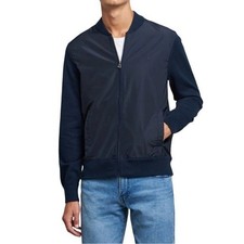 Polo Ralph Lauren men's navy woven/knit hybrid full-zip bomber jacket. Size XL