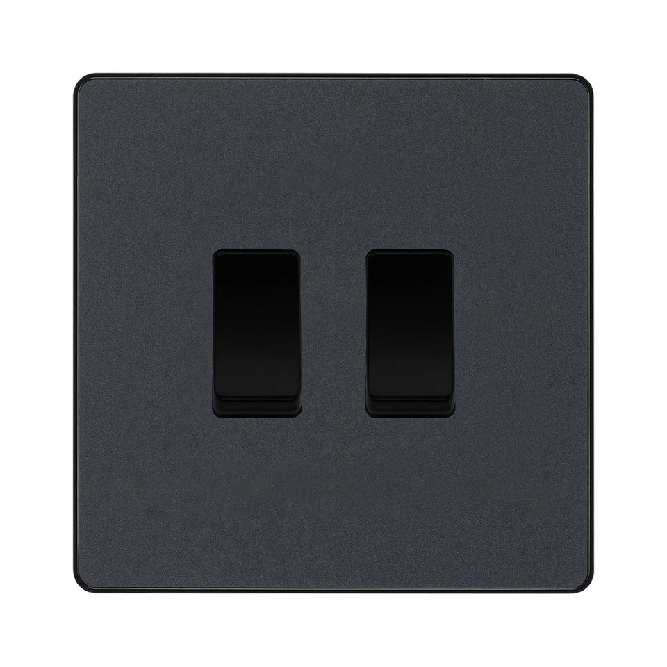 BG Evolve Matt Grau 2 Gang Intermediate Custom Grid Lichtschalter