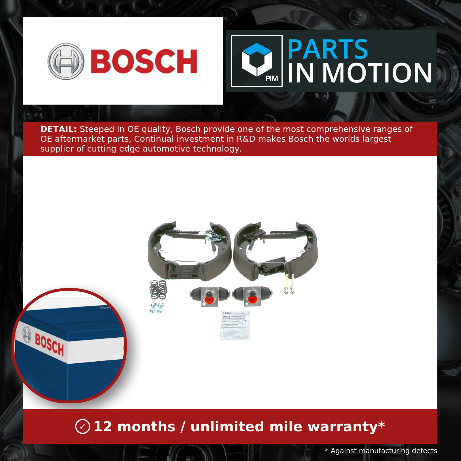 Brake Shoes Set 0204114630 Bosch KS630 Genuine Top Quality Guaranteed New