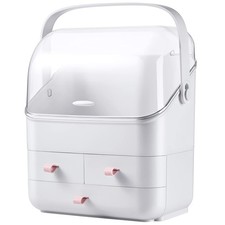 Cosmetic Storage Box with Lid Makeup Organizer Box with Dust Free Cover Porta...