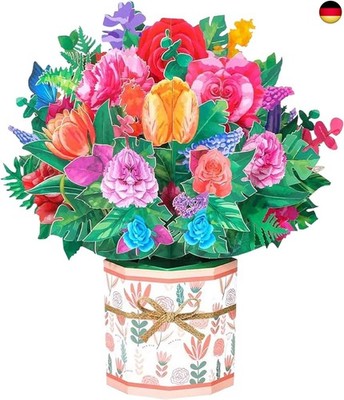 ROBBEAR Rose Nelke Pop Up Karte, 3D Blume Grußkarte mit Umschlägen für jeden An