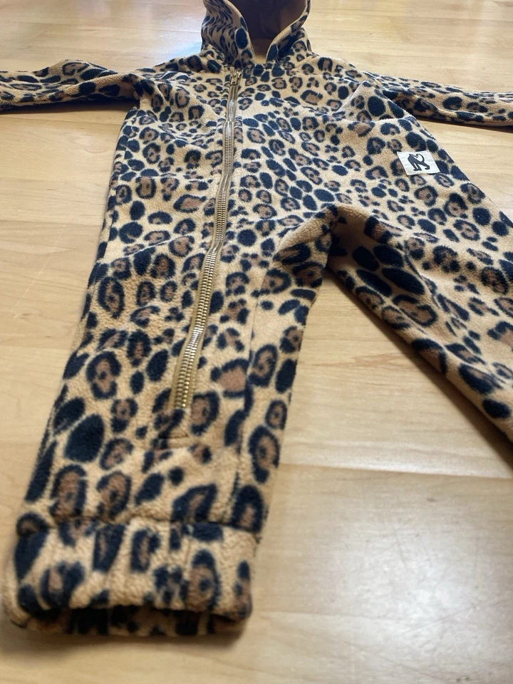 Mini Rodini Hausanzug Leoparden Look Größe 80 Mit Reißverschluss Und Kaputze - Bild 2 von 4