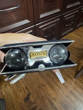 Vintage AONY Folding Black Opera Glasses Coated Lens Binoculars