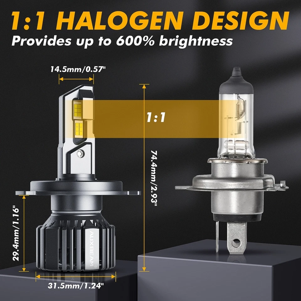 Faro LED AUXBEAM Canbus H4 9003 HB2 bombillas altas y bajas 25000LM 6500K real 1:1 Foto 4 de 4