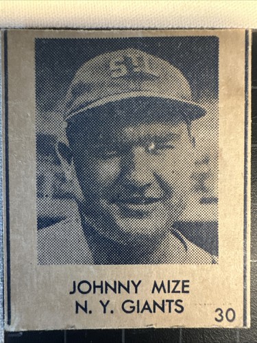 Johnny Mize [Hand Cut] #30 1948 R346 Blue Tint card
