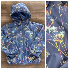 Columbia Jacket Girls 4/5 XXS Floral Reversible Hooded Zip Windbreaker Youth