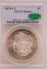 1878 CC Morgan Silver Dollar $1 PCGS MS64+ CAC  (Beautiful Coin!)