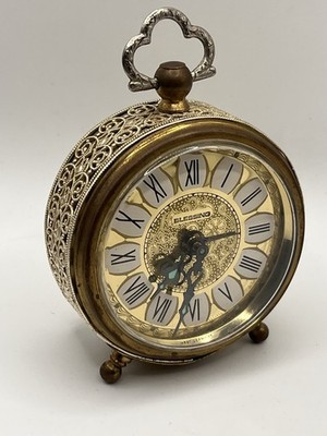 Vintage West Germany Wind Up Blessings Alarm Clock Brass