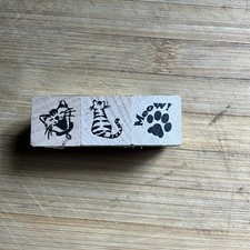 Rubber Wood Mounted 3 Piece Stamp Set,CATS, 1 Stamps