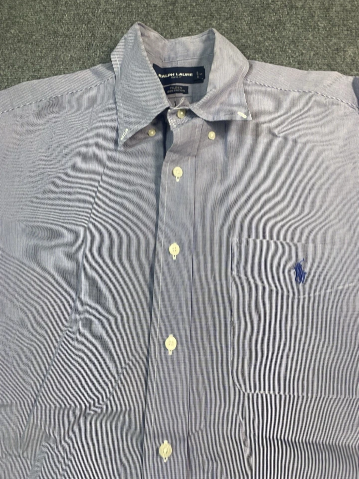 Ralph Lauren Golf Shirt Mens Medium Blue Short Sleeve Button Up Tilden Gingham - Image 4 of 4