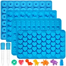 Gummy Candy Molds with 2 Droppers, Silicone Molds Include Bear, Dinosaur, Heart