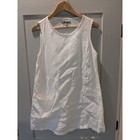 FLAX Sleeveless Linen Dress Tunic Top White Pockets Casual Women's