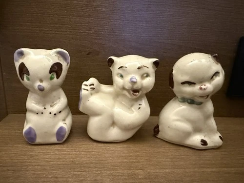 VTG Shawnee Mini Raccoon Panda Bear Figurine Hand Painted California Pottery 3”