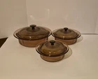 Vintage PYREX Amber Glass Casserole Set 6 Pc USA Visions Cookware