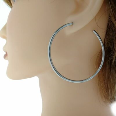AURSTORE Orecchini A Cerchio In Acciaio Inox 316L - Grandi, Lucidi, Ecologici, Donna E Ragazza