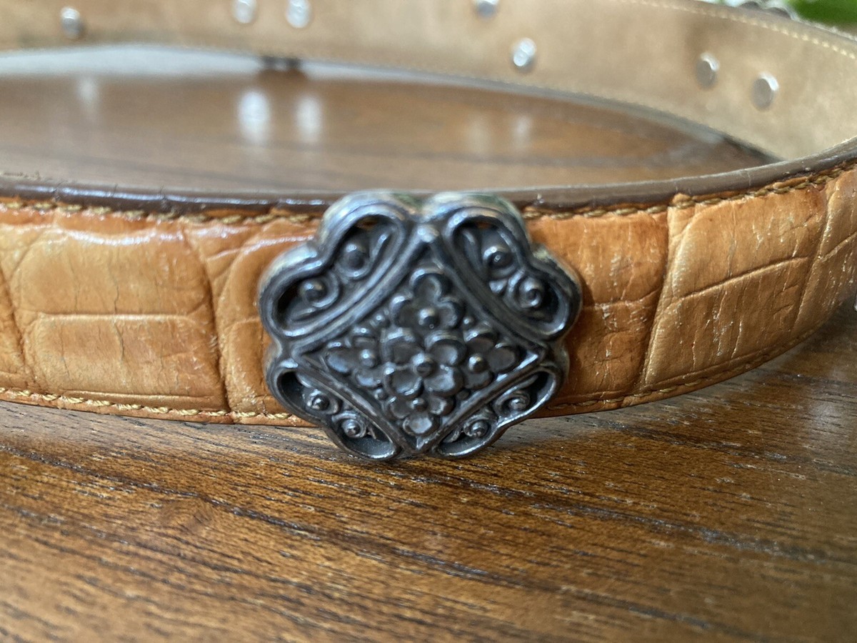 Brighton Cognac Brown Silver Buckle Thin Genuine Leather Decorative Belt Size 34 Women main image 3
