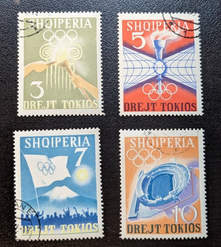NICE Albanian Stamps. Scott's 730-3.  CTO. Tokio Olympics. sal's stamp store