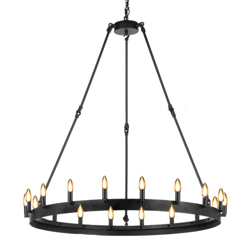 Black Wrought Iron Wagon Wheel Metal Castile One Tier Chandelier Ideal For Room