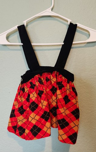 Vintage 70s Plaid Corduroy Skirt Lederhosen Overalls Handmade Girls 2/3? 20" - Picture 4 of 4