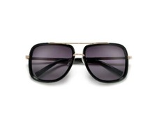 DESIGNER INSPIRED HIGH FASHION SQUARE AVIATORS WITH ANTIQUE METAL TRIM DETAIL