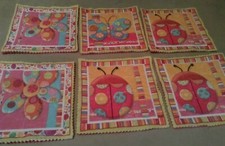 6pc ladybugs flowers butterflies fabric coasters quilted handmade daisy